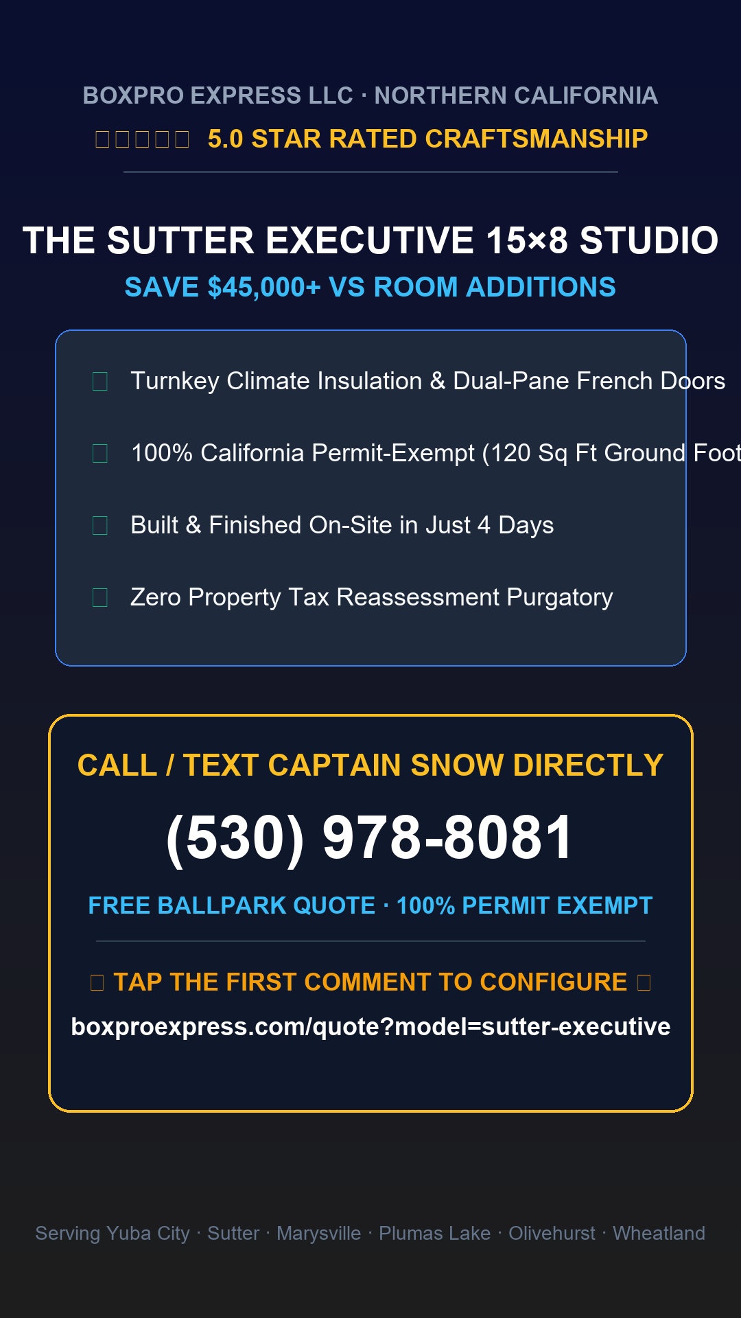 Slide 9: Claim Your 4-Day Build Date: Call (530) 978-8081 for free on-site consultation.