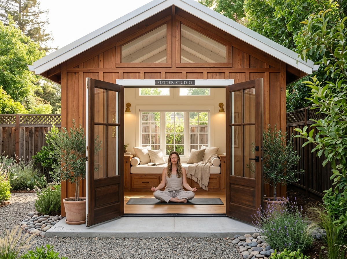 Slide 6: Cozy Reading & Yoga Nook: Fully insulated walls, plush seating, and absolute tranquil focus.