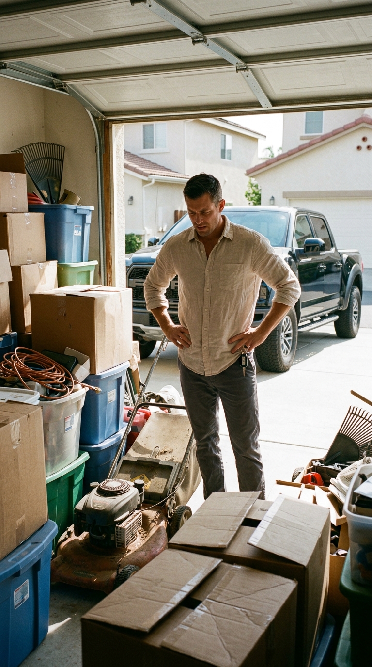 Slide 1: The Driveway Dilemma: When $80k trucks sleep outside so holiday storage bins can sleep in the garage.