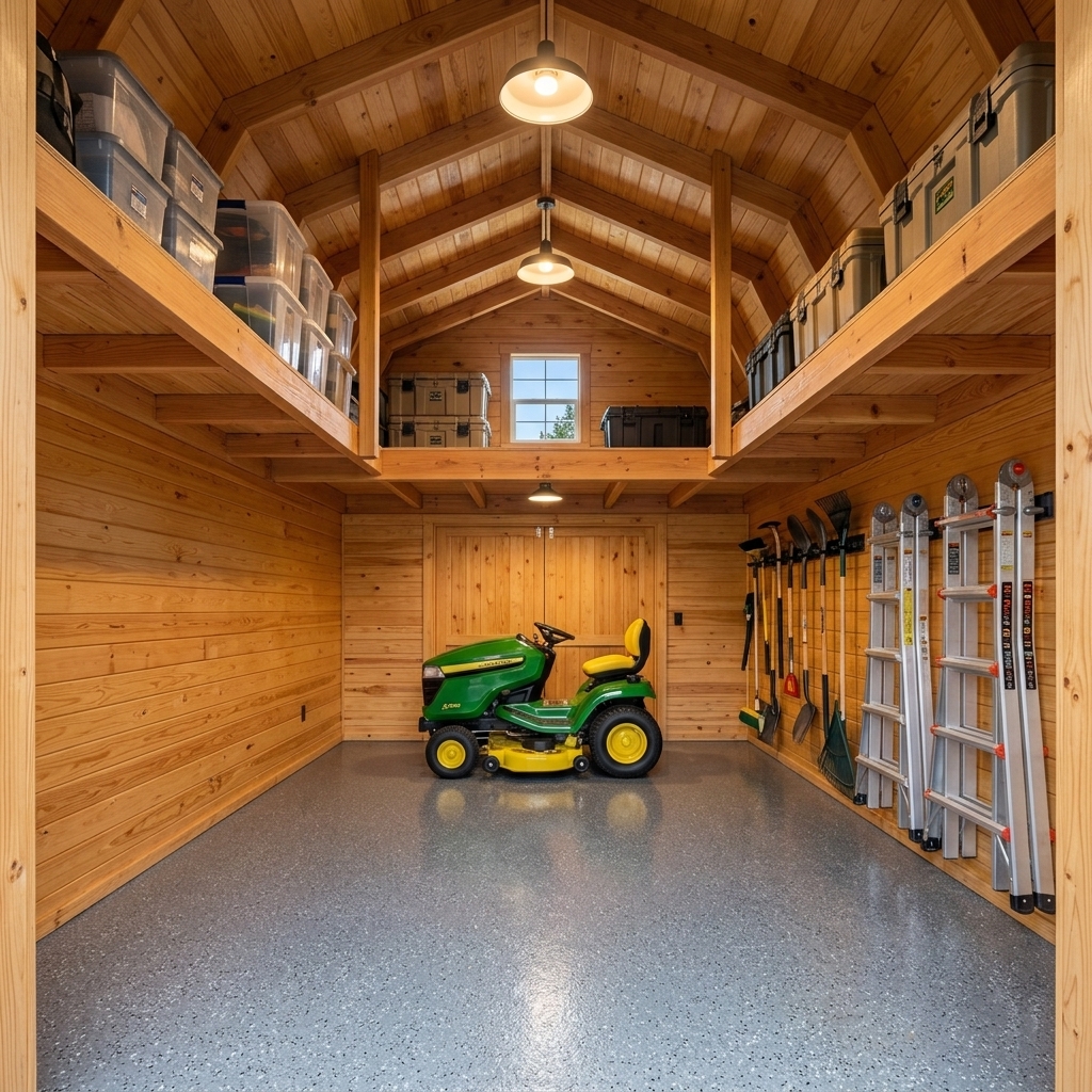 Slide 6: Turnkey Double Lofts: Over 160 cubic feet of overhead loft space swallowing all bulky totes.