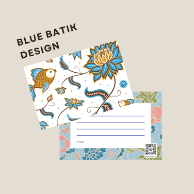Batik blue design card