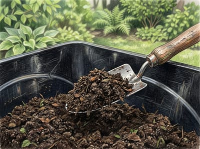 Harvesting finished compost for spring beds