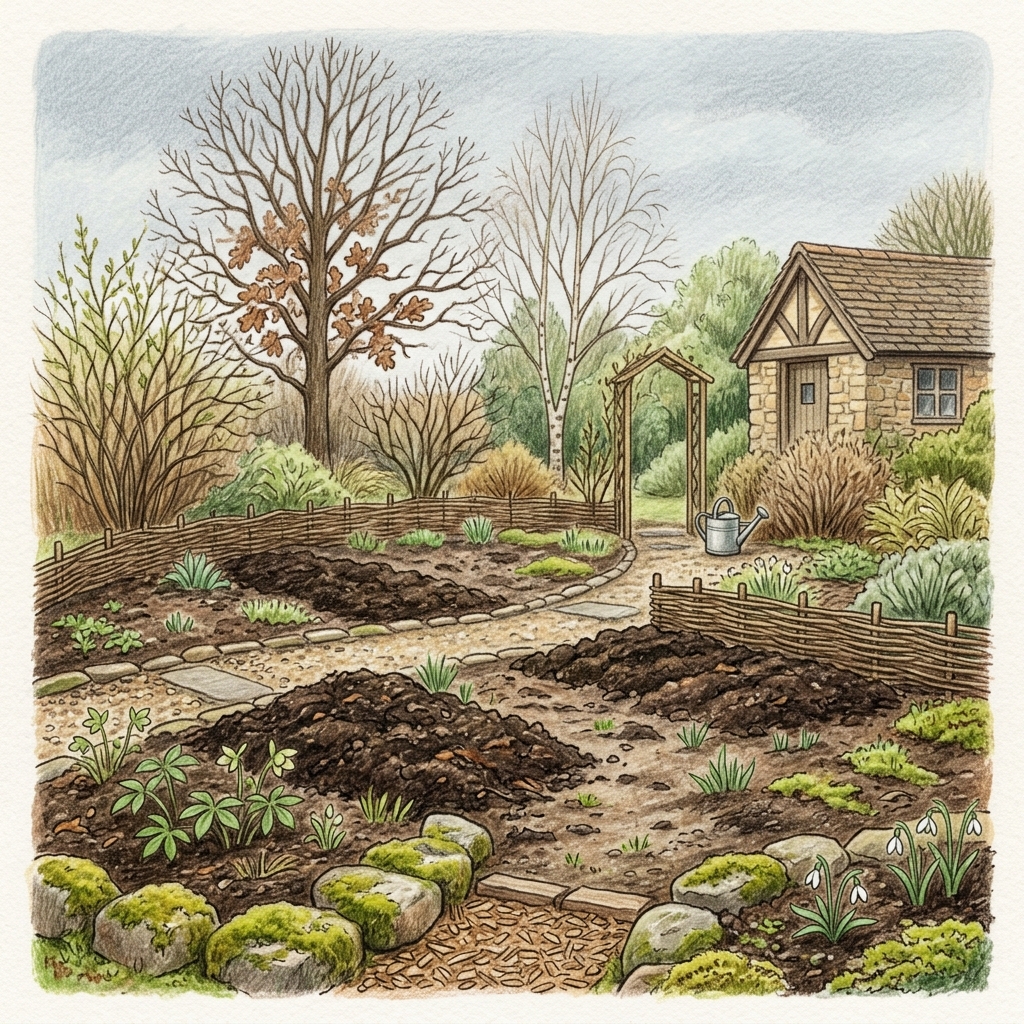 A garden in late winter