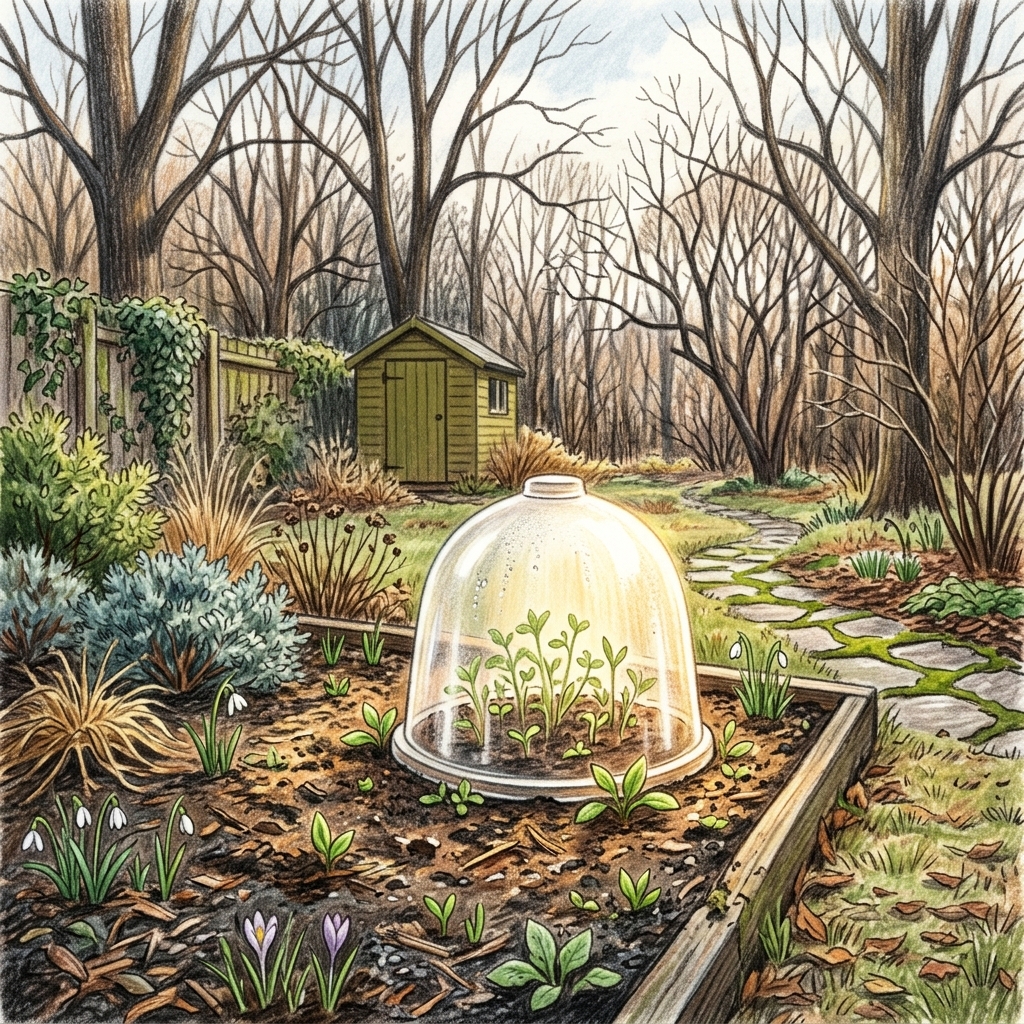 A garden in late winter