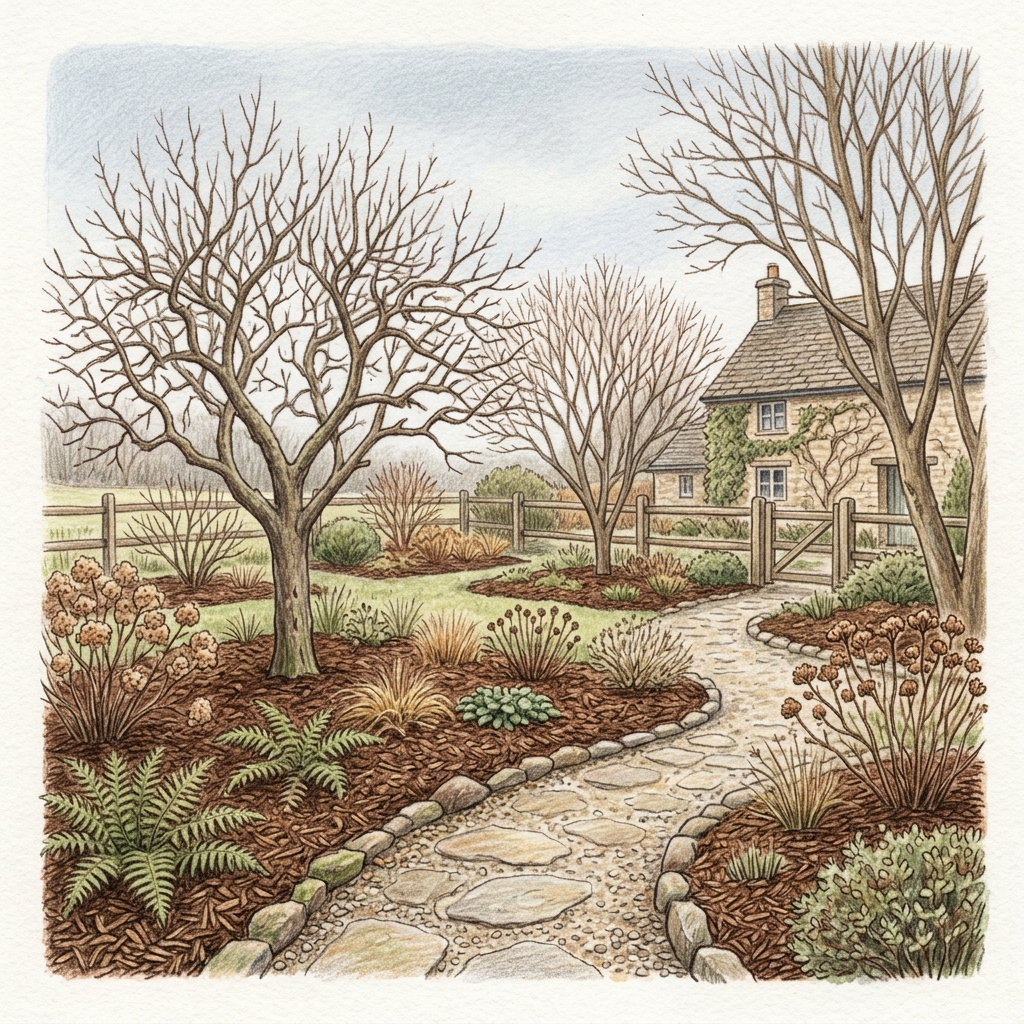A garden in late winter