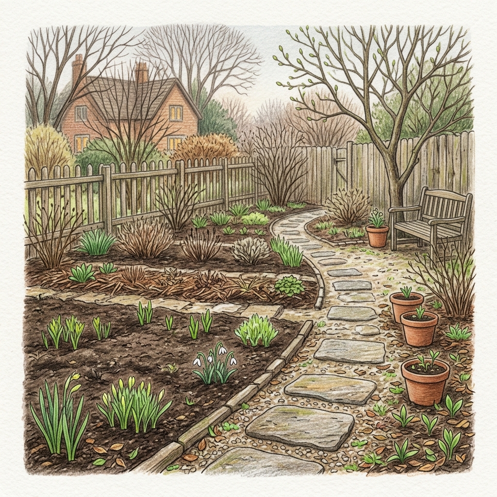 A garden in late winter