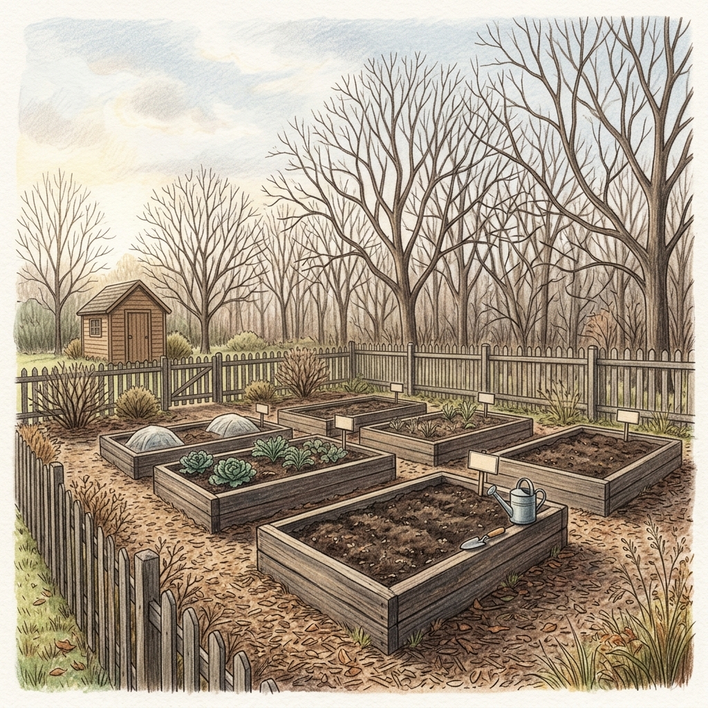 A garden in late winter