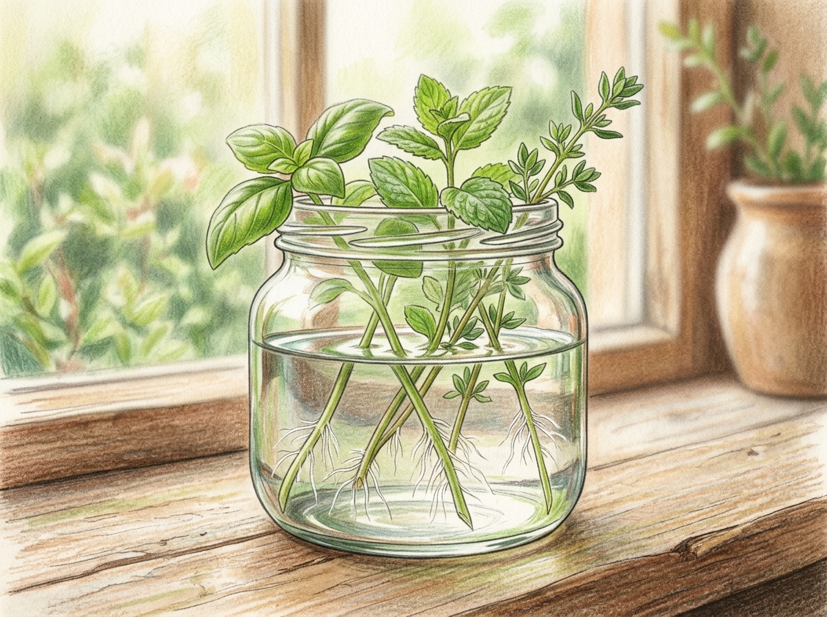 Rooting Herb Cuttings in Water