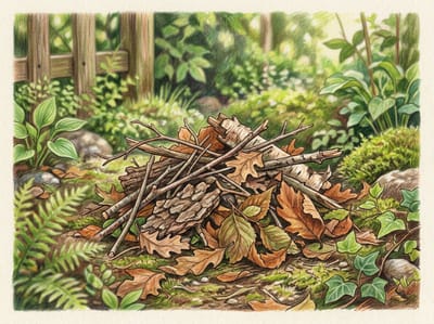 Creating a winter shelter pile for beneficial bugs