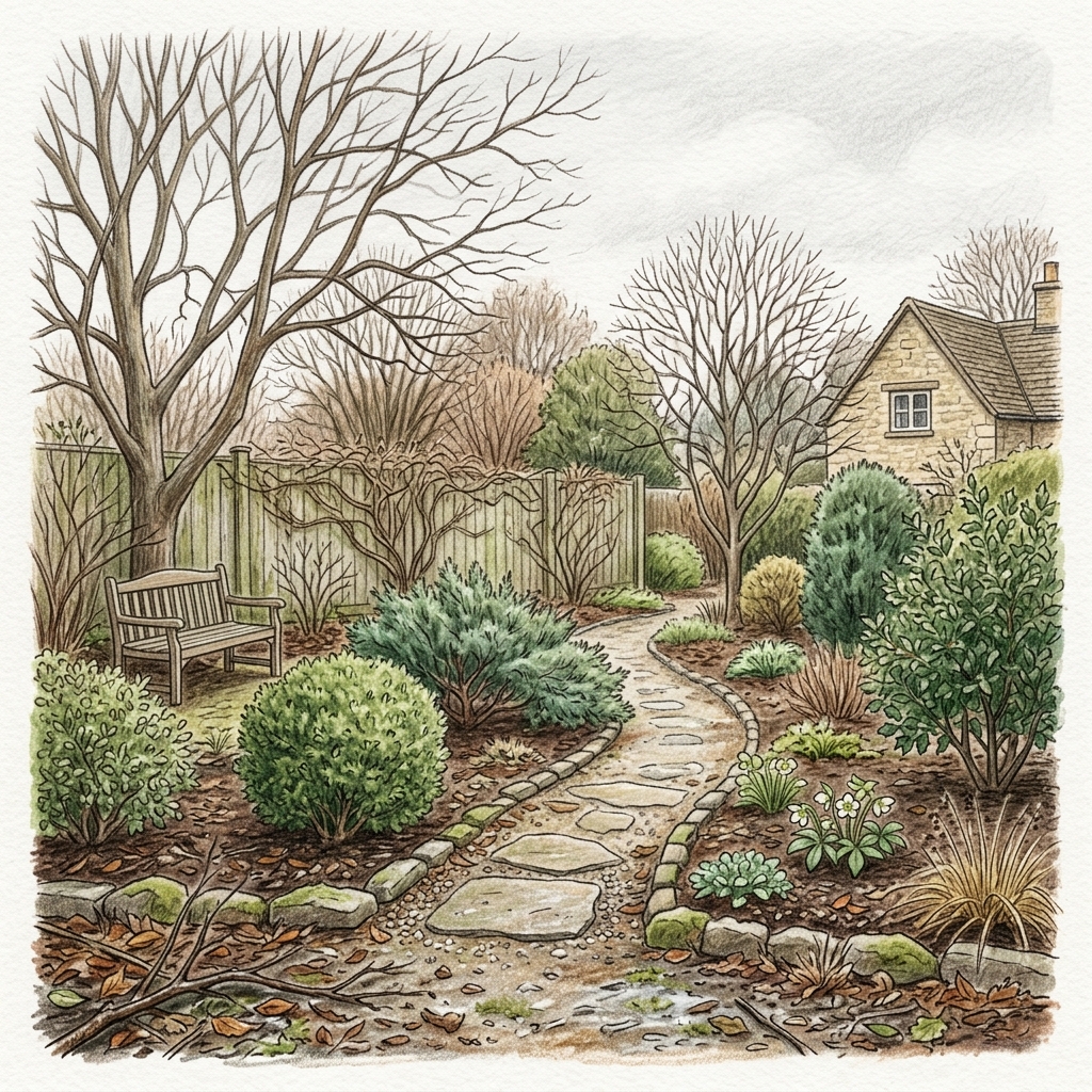 A garden in late winter