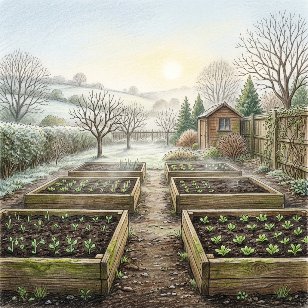 A garden in late winter