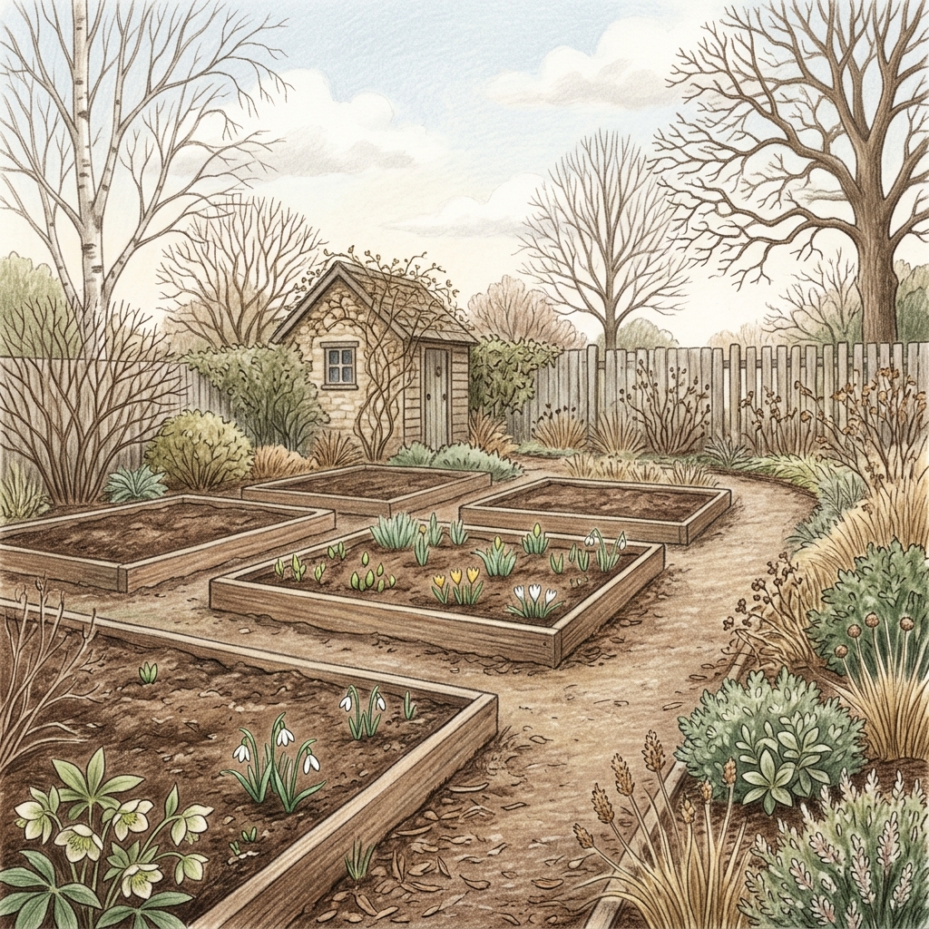 A garden in late winter