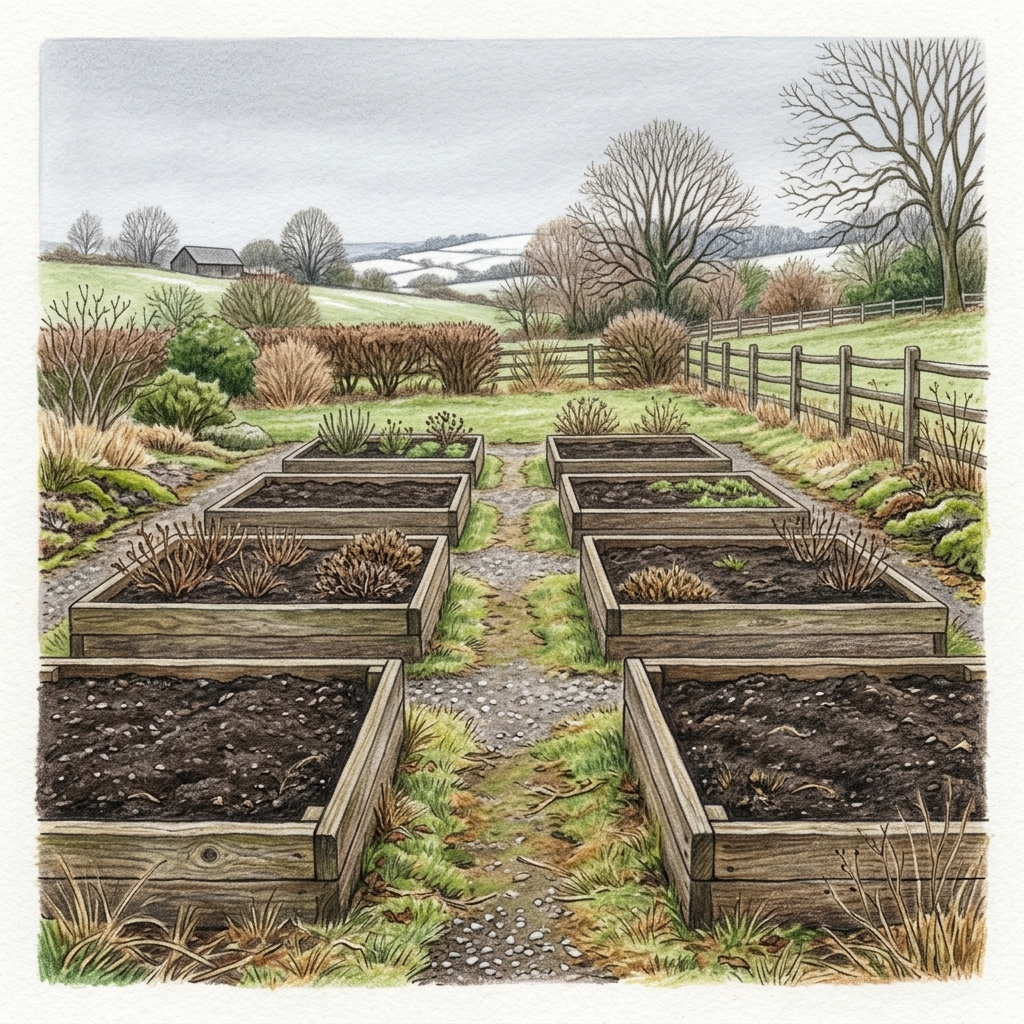 A garden in late winter