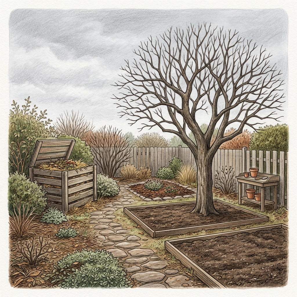 A garden in late winter