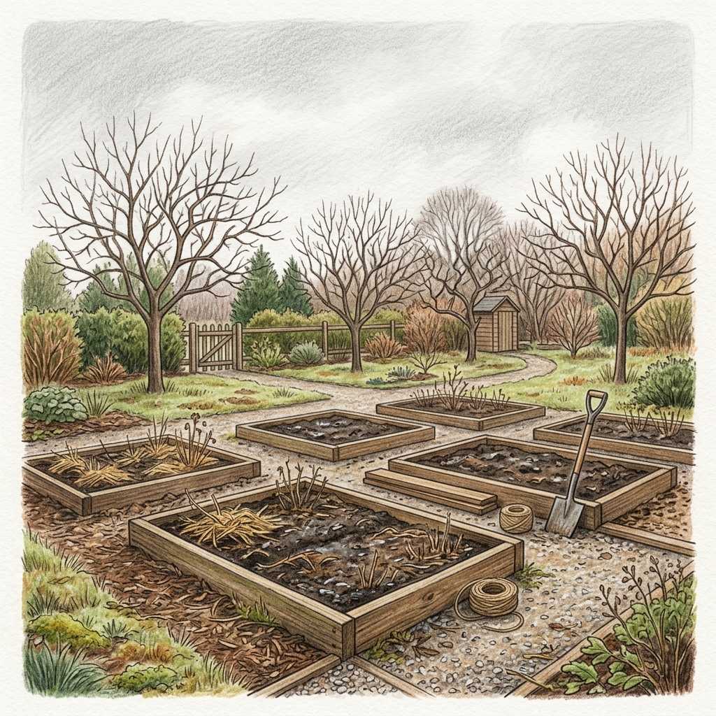 A garden in late winter