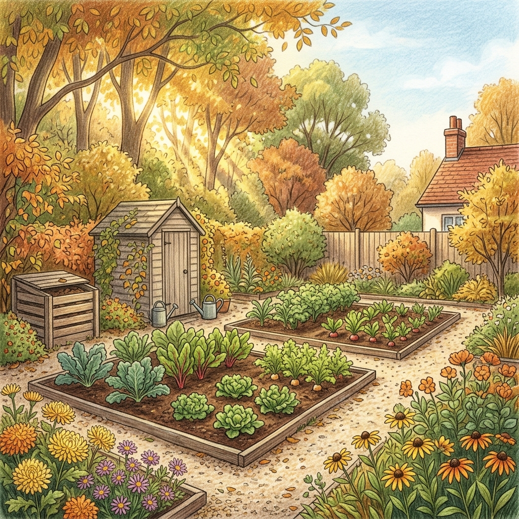 A garden in early autumn