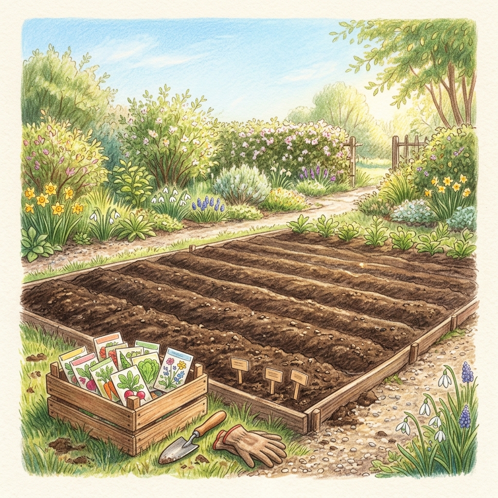 A garden in early spring