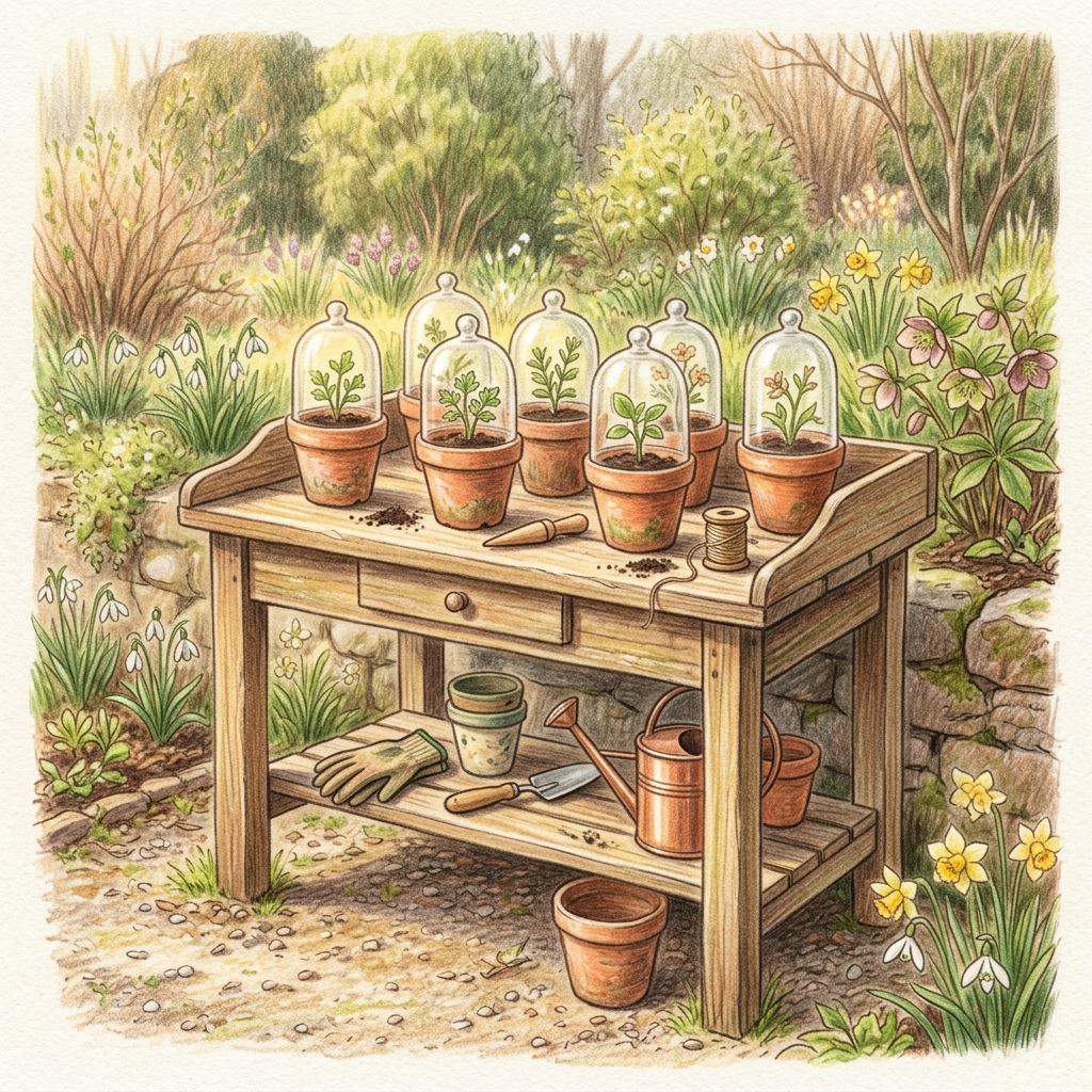 A garden in early spring