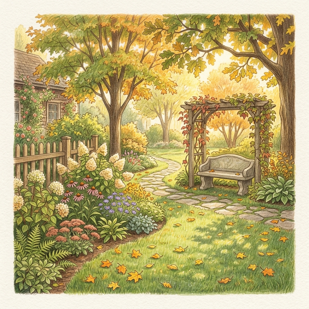 A garden in early autumn