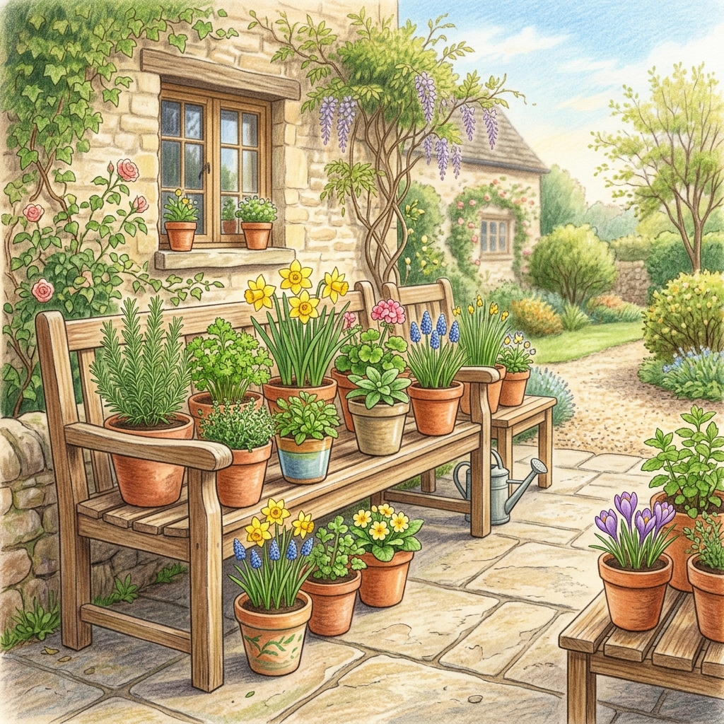 A garden in early spring