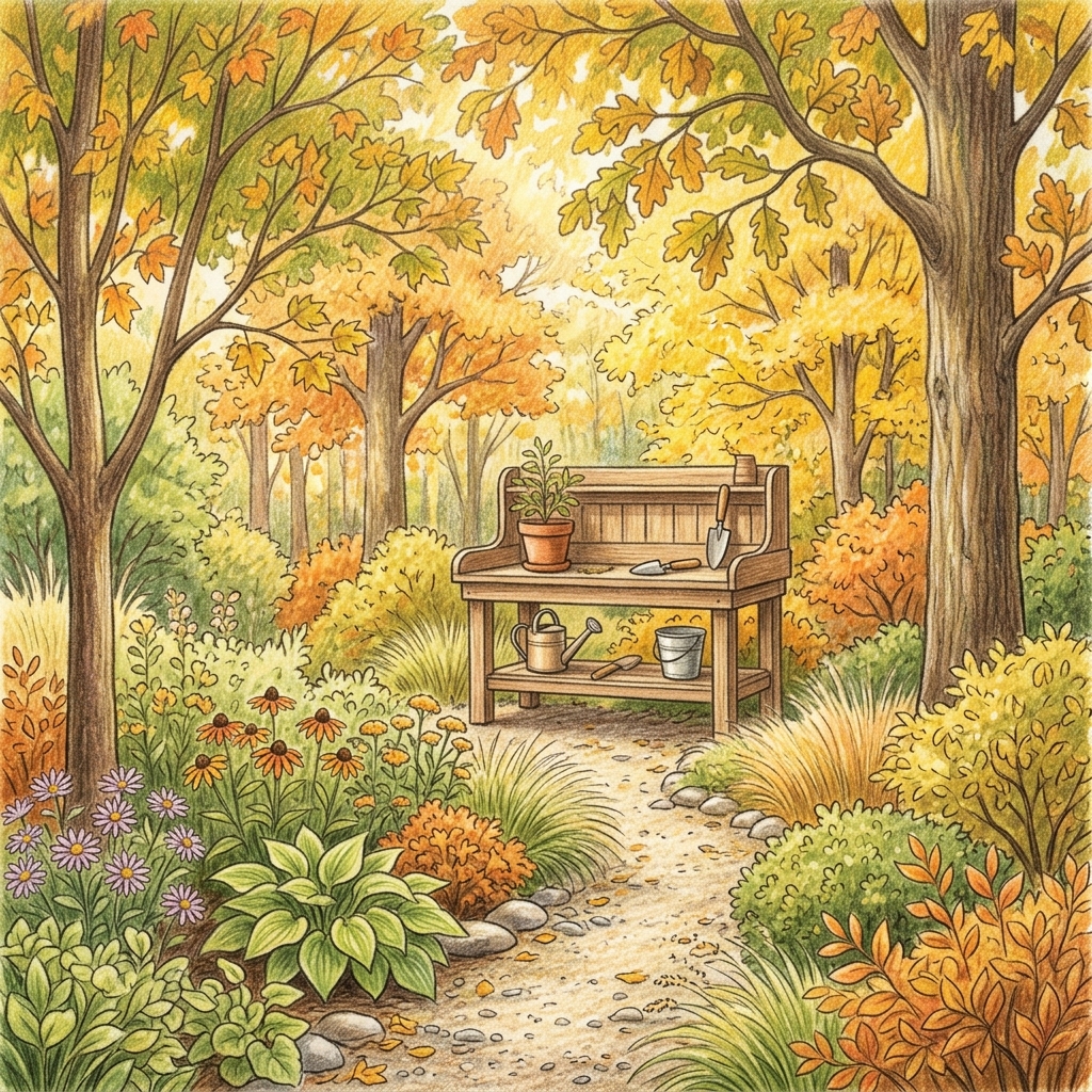 A garden in early autumn