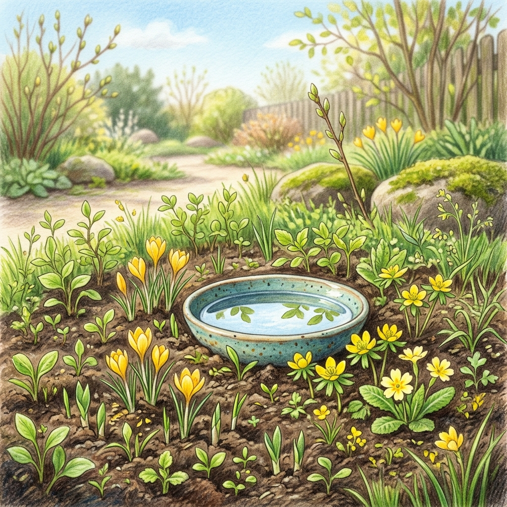 A garden in early spring
