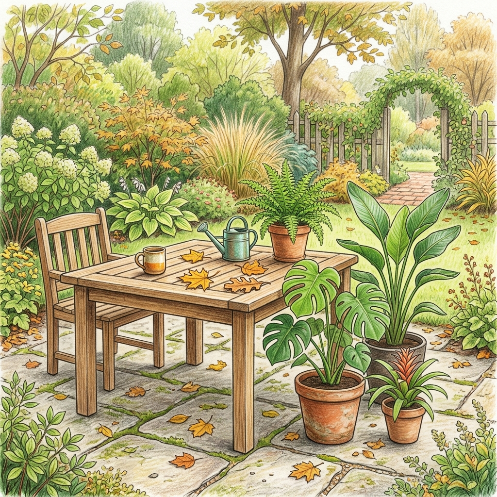 A garden in early autumn