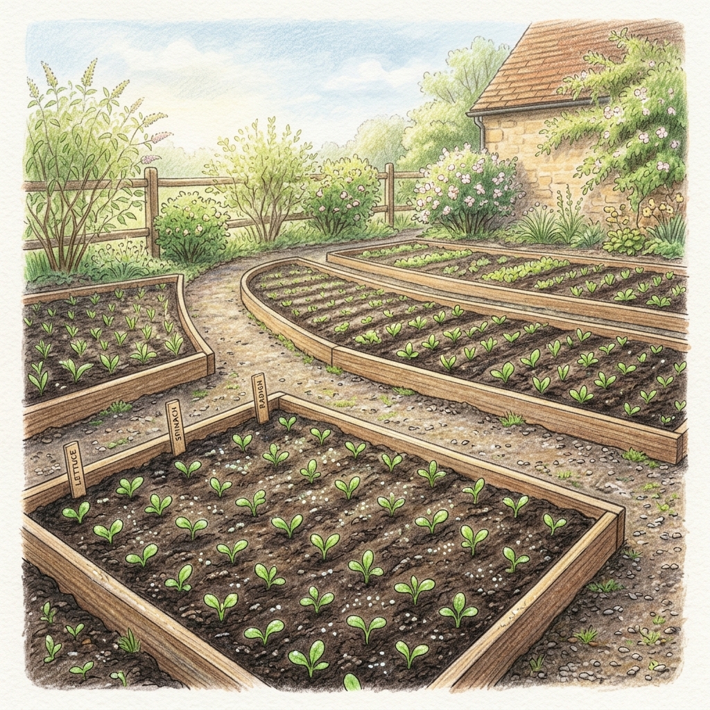 A garden in early spring