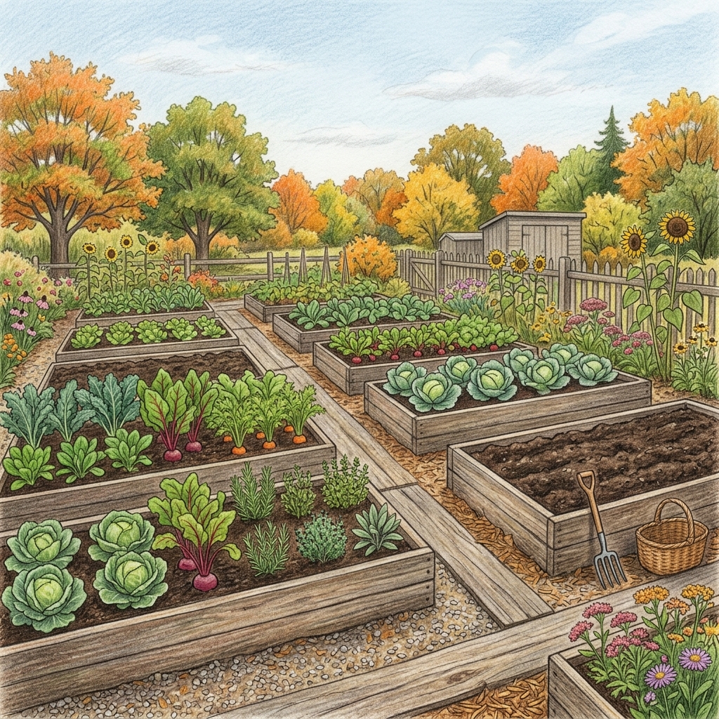 A garden in early autumn