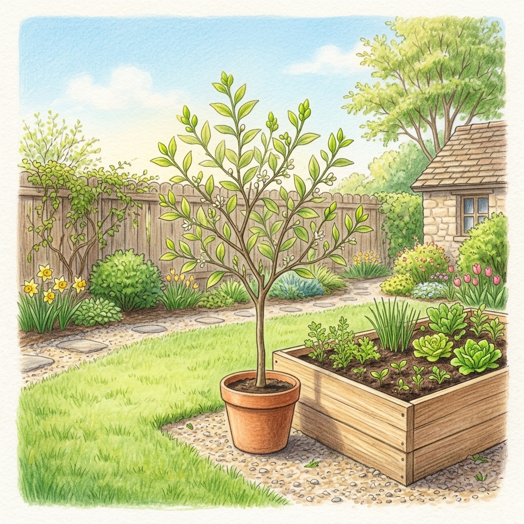 A garden in early spring