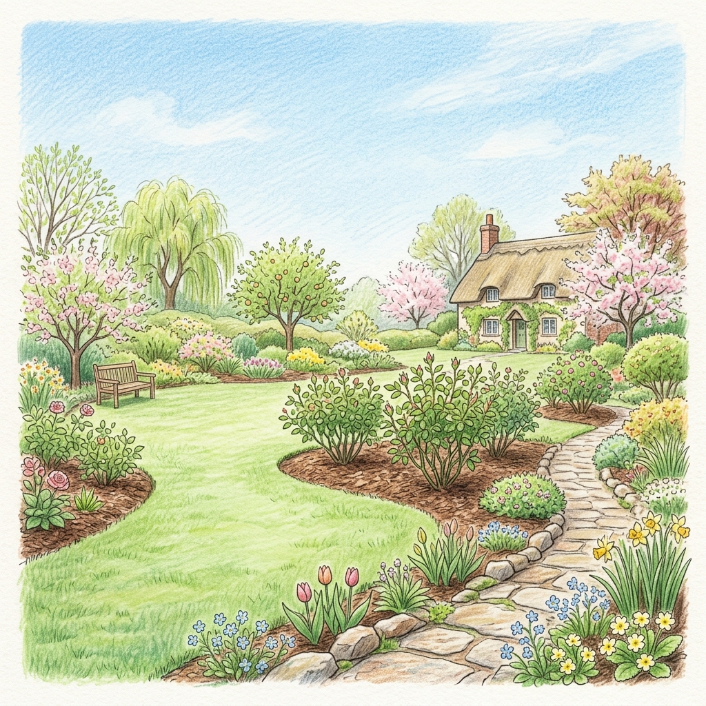 A garden in early spring