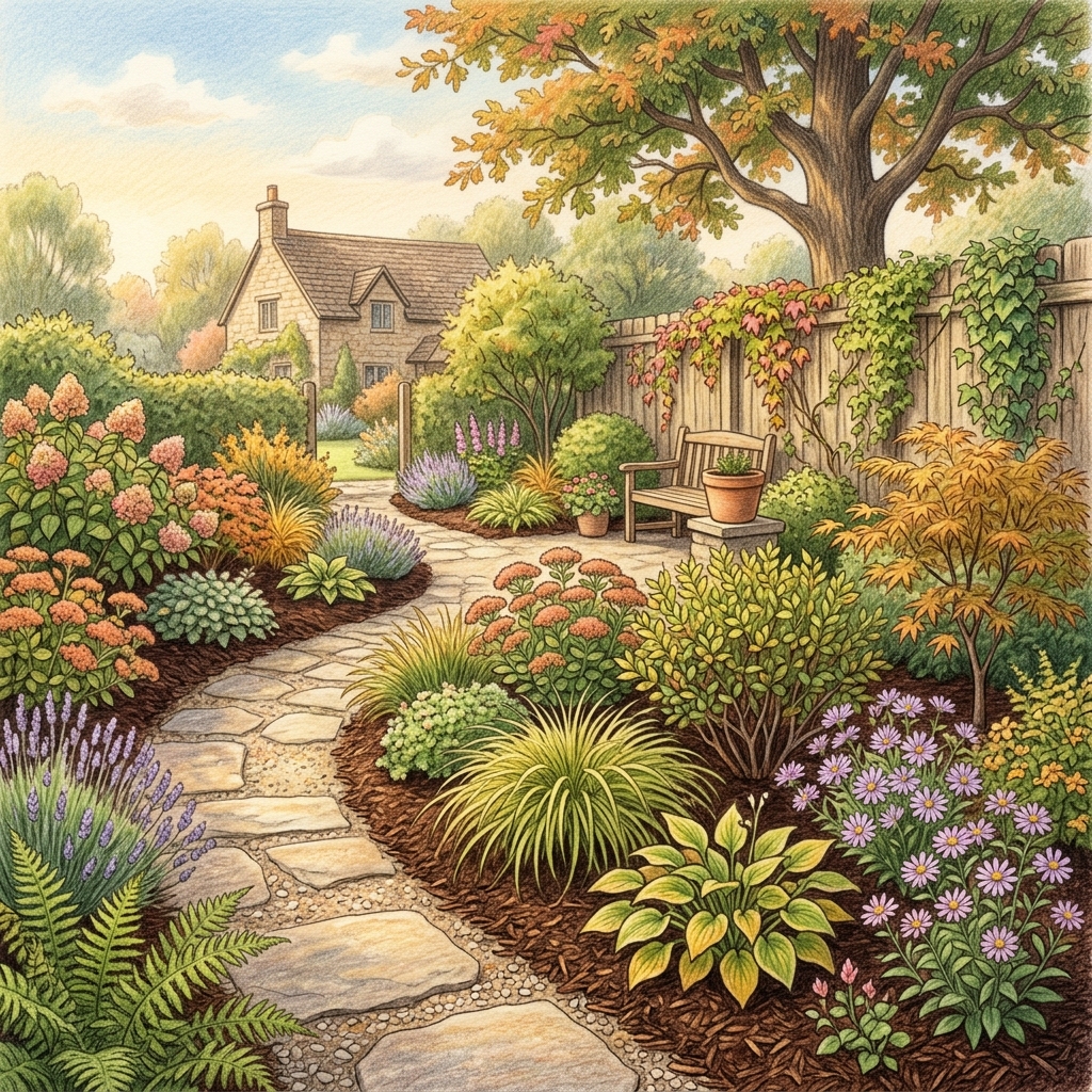 A garden in early autumn