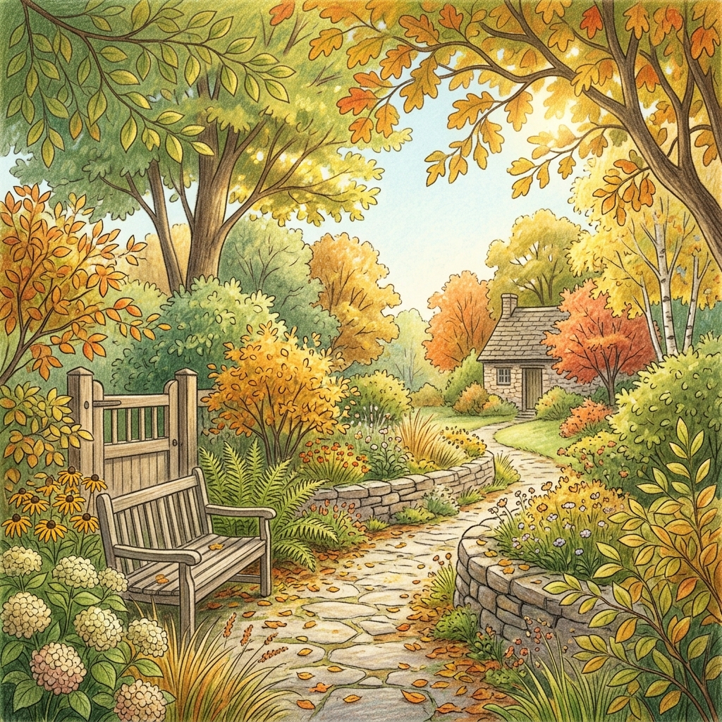A garden in early autumn