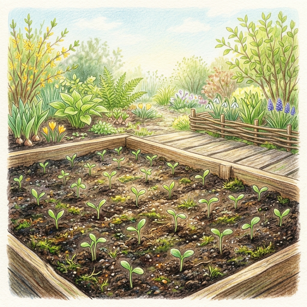 A garden in early spring