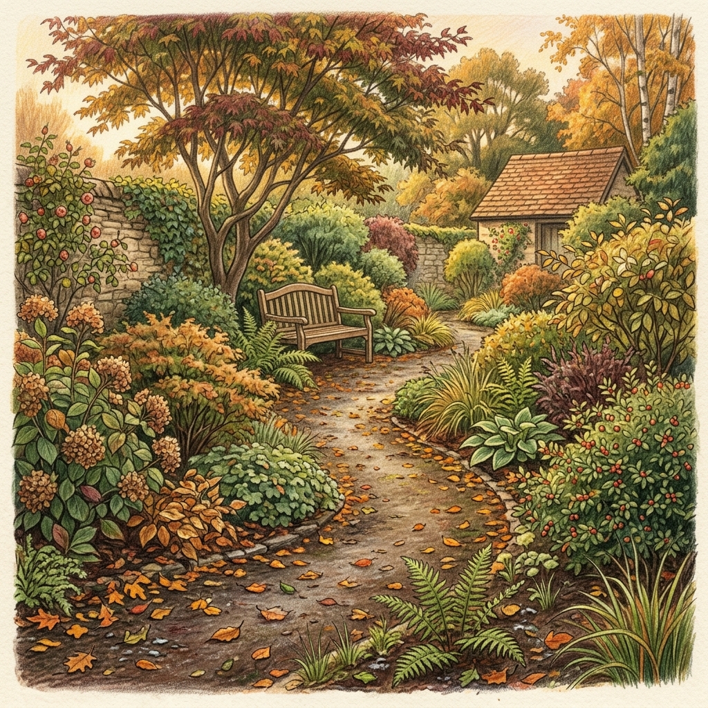 A garden in early autumn
