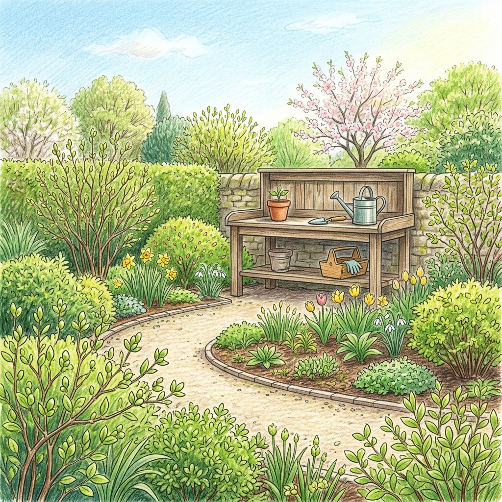A garden in early spring