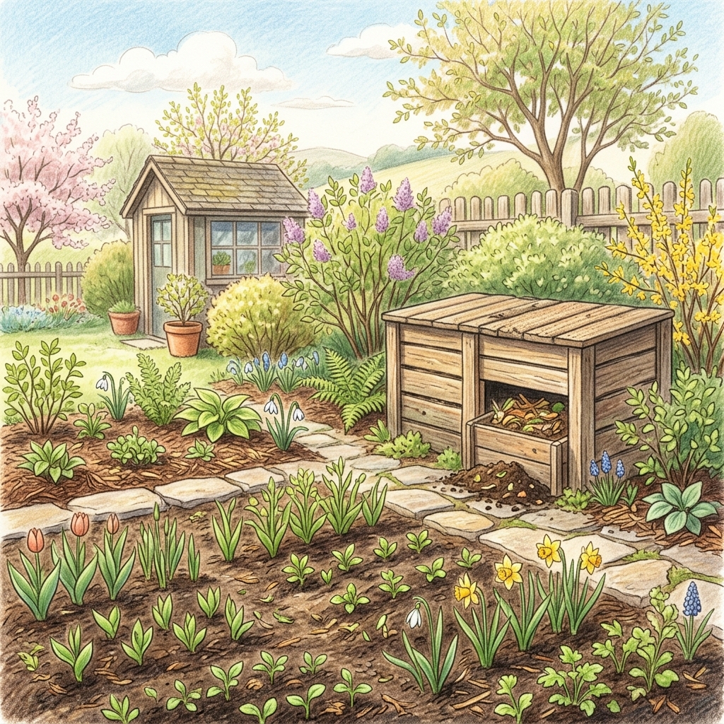 A garden in early spring