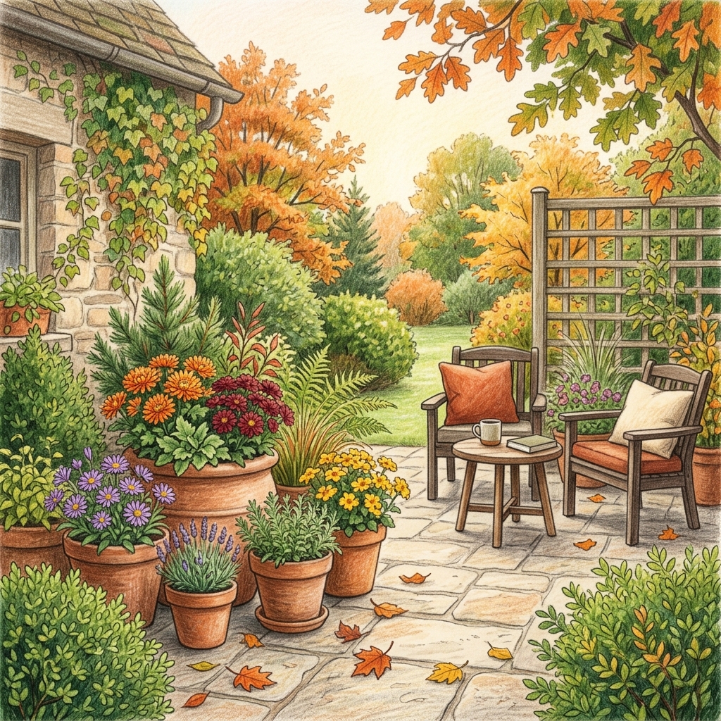 A garden in early autumn