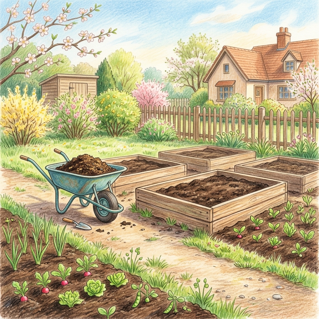 A garden in early spring