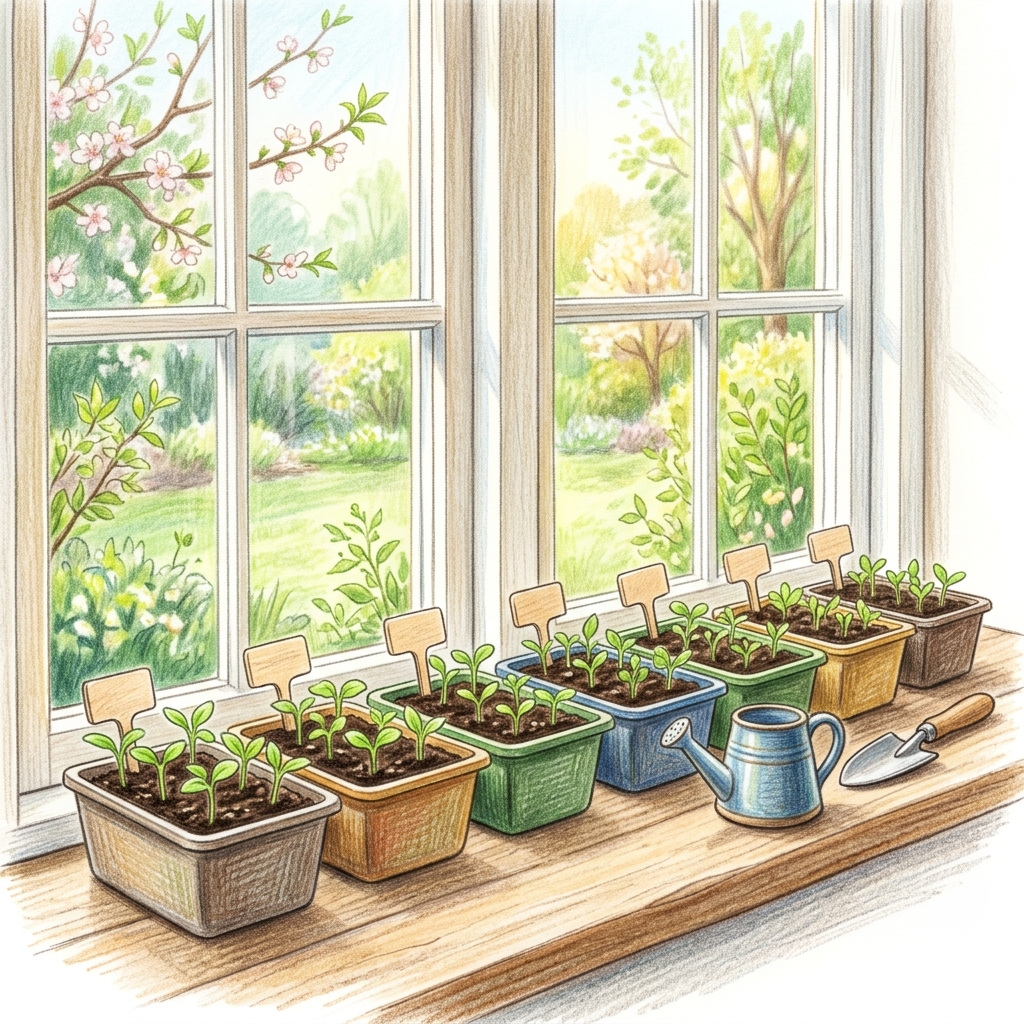 A garden in early spring