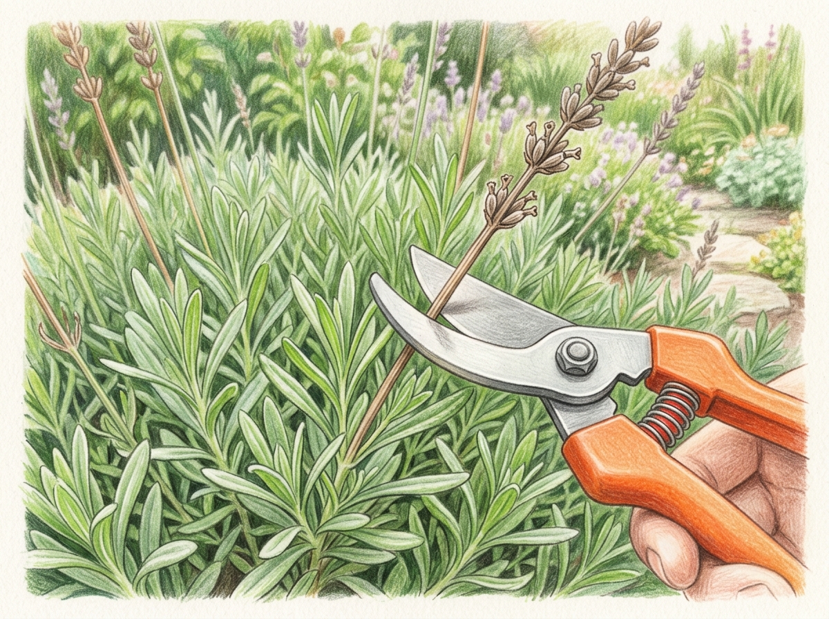 Trim Dead Lavender Flower Spikes