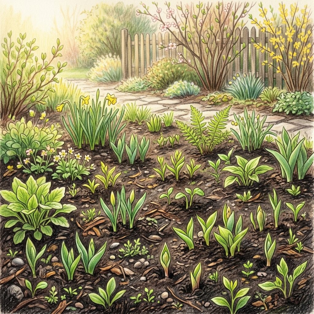 A garden in early spring