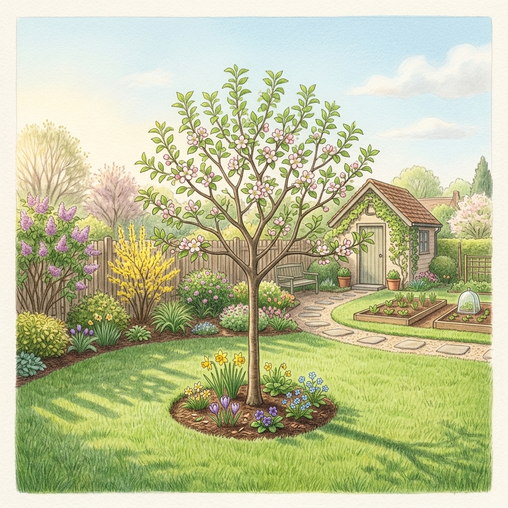 A garden in early spring