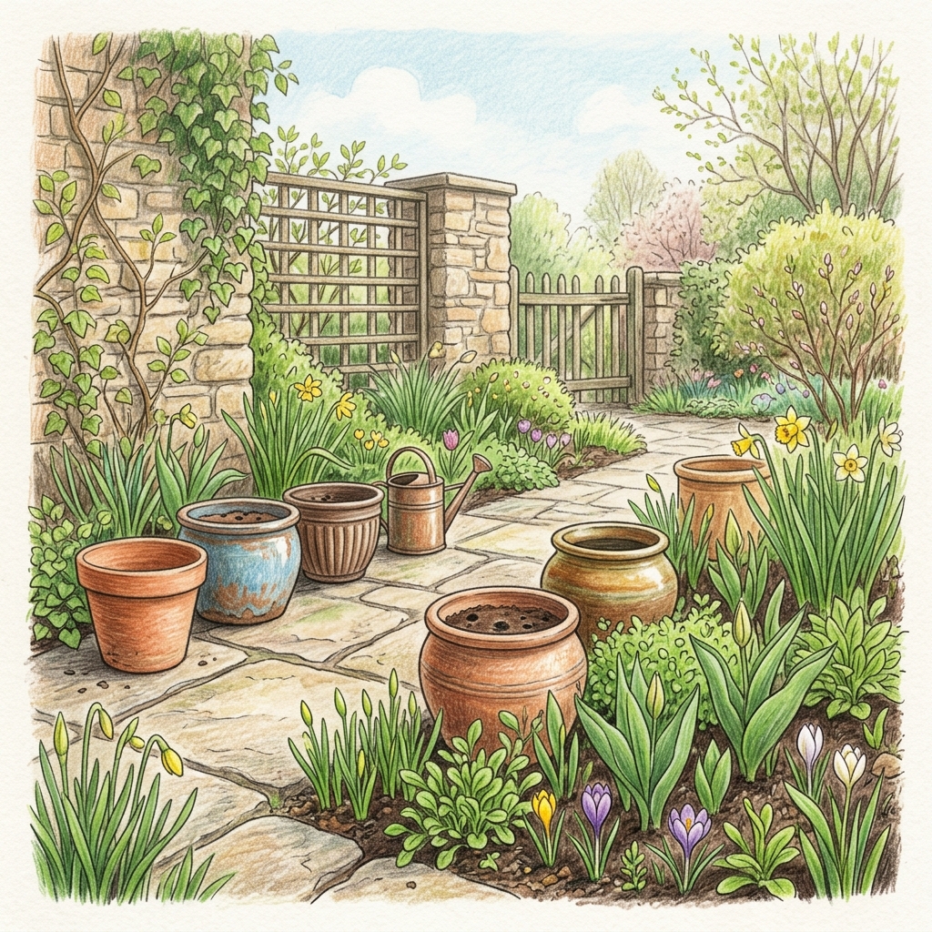 A garden in early spring