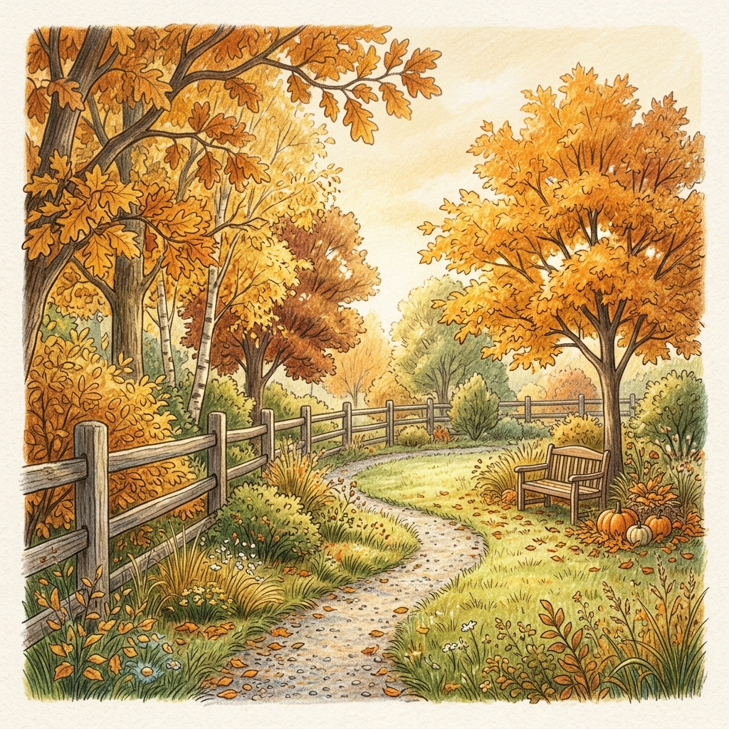 A garden in mid autumn