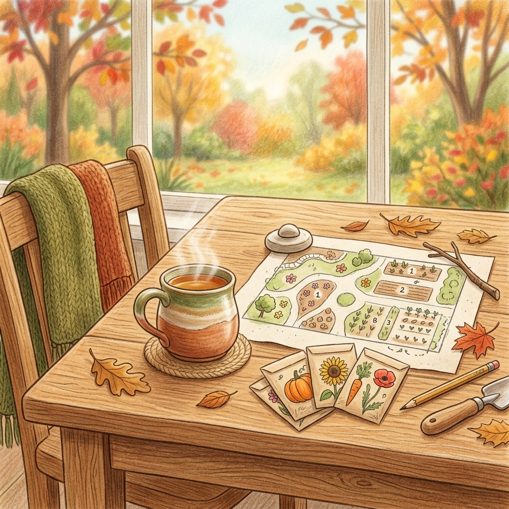 A garden in mid autumn