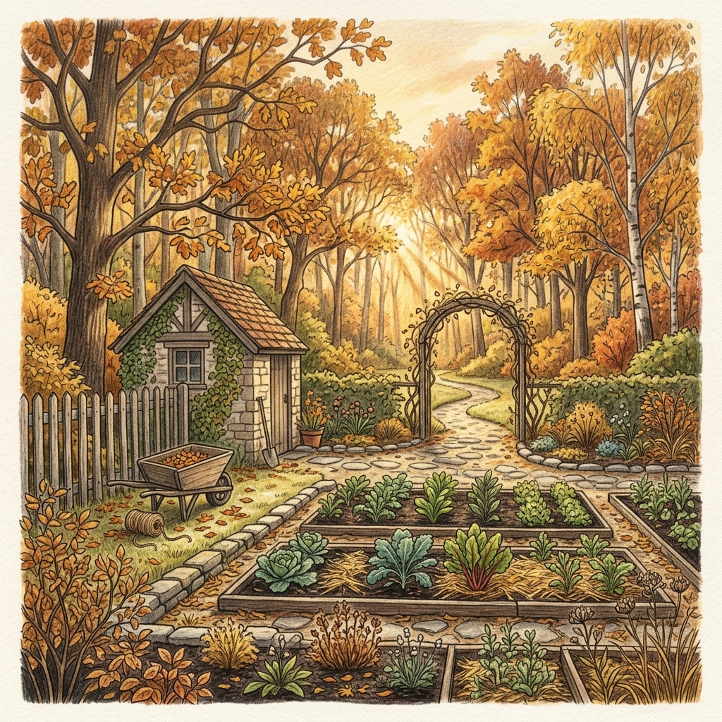 A garden in mid autumn