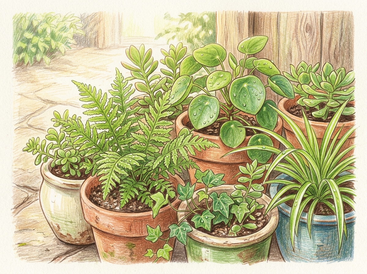 Cluster Outdoor Pots to Protect Soil Moisture