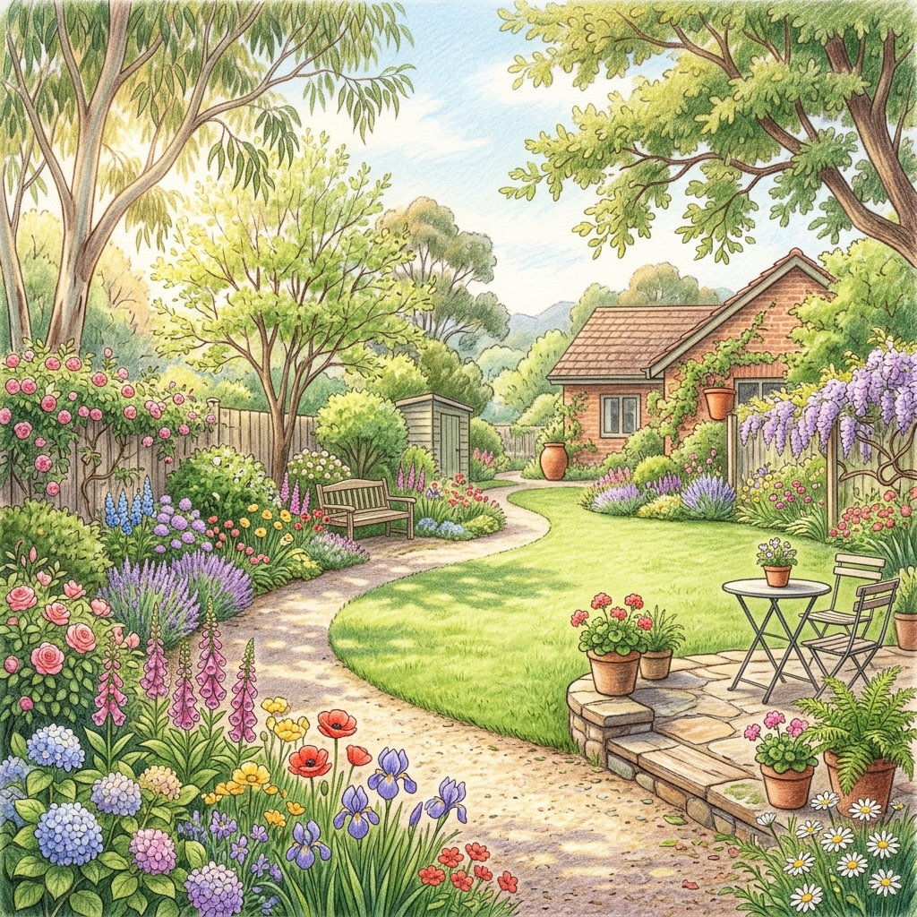 A garden in mid spring