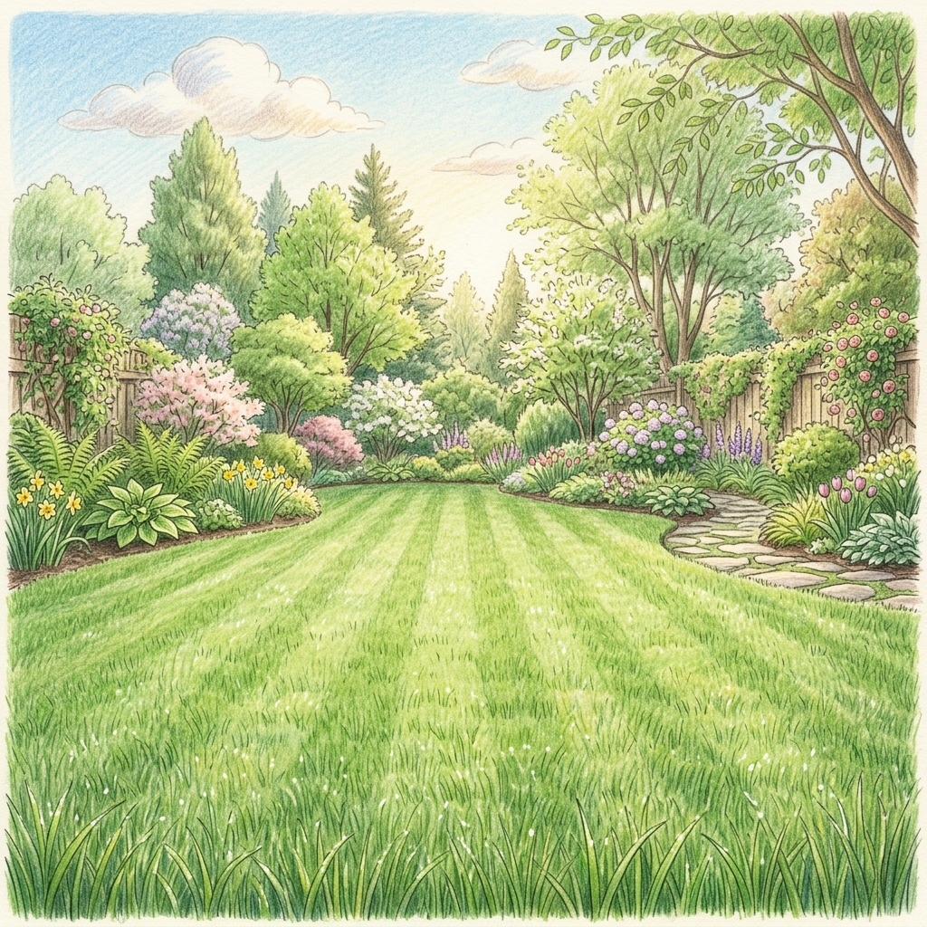 A garden in mid spring